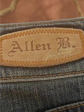Allen B. By Allen Schwartz Men's Dark Blue Denim Jeans with Brown Leather Patch